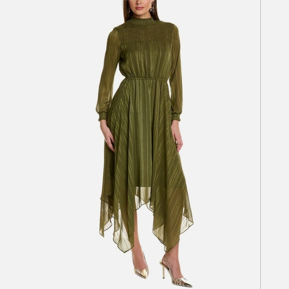 NWT 14 Nanette Lepore 'Moss' Handkerchief Hemline Midi Dress